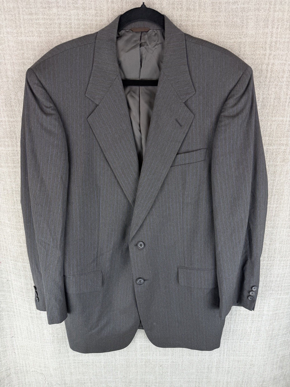 Hilton Suit Jacket Mens 44 Gray Striped Wool Classic Single-Breasted 2 Piece
